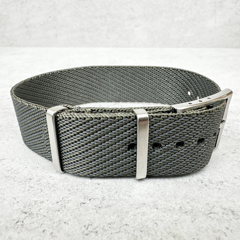 Twill Woven Nylon Single Pass Watch Strap | GREY | 20 22 mm