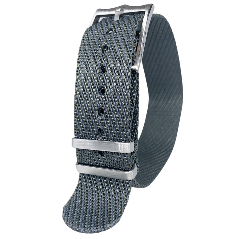 Twill Woven Nylon Single Pass Watch Strap | GREY | 20 22 mm