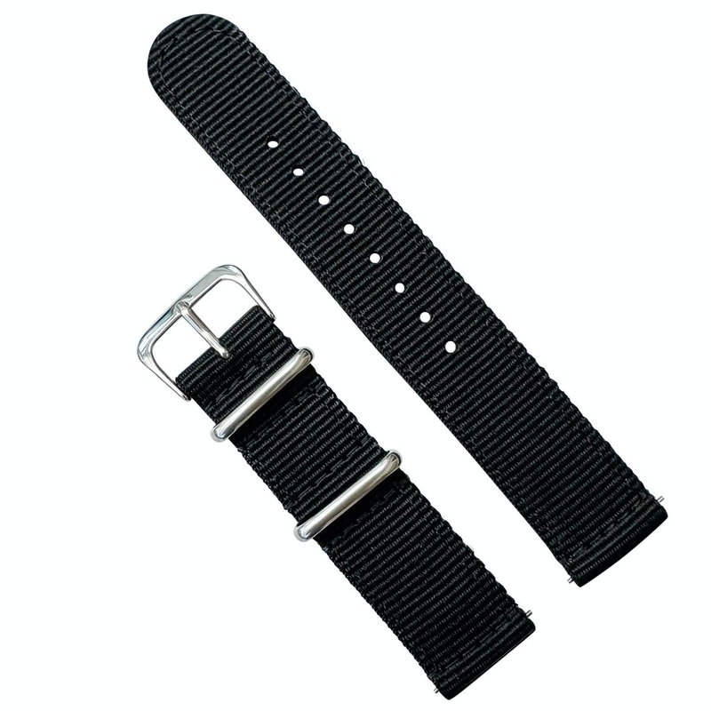 Two Piece NATO Watch Strap | BLACK | 18 20 22 mm