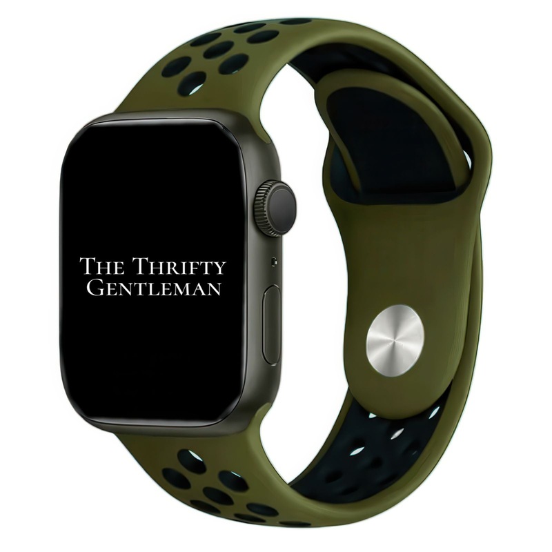 Silicone Sport Watch Strap For Apple Watch | ARMY GREEN / BLACK