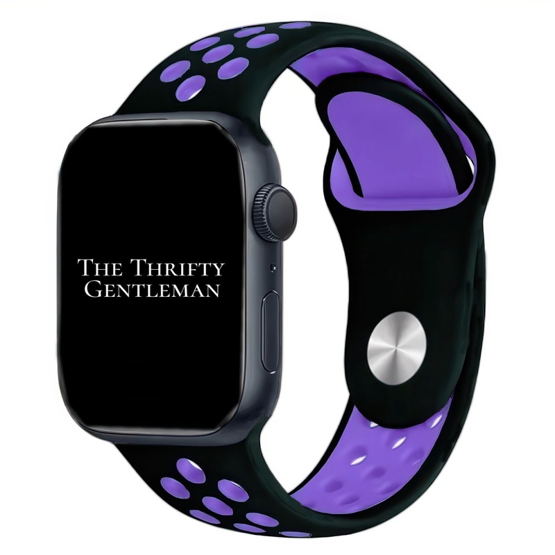 Silicone Sport Watch Strap For Apple Watch | BLACK / PURPLE