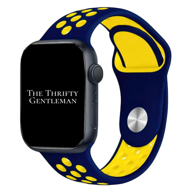 Silicone Sport Watch Strap For Apple Watch | NAVY BLUE / YELLOW