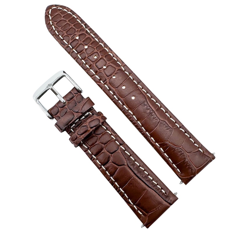 Alligator Grain Embossed Leather Watch Strap | BROWN | 18 20 22 mm