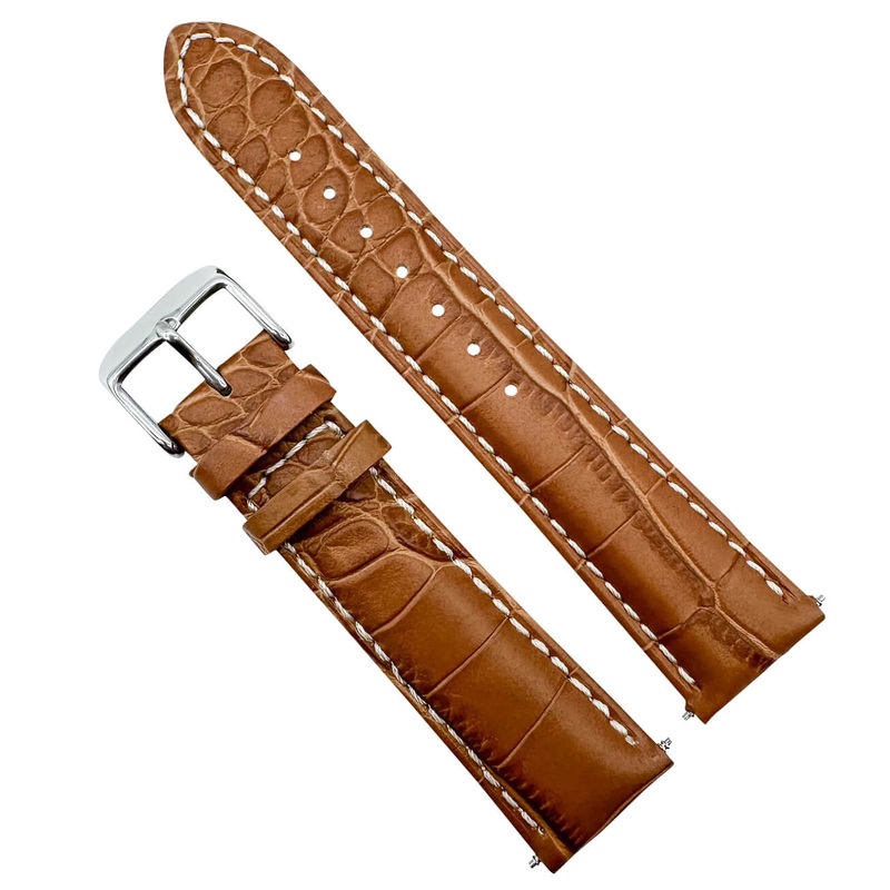 Alligator Grain Embossed Leather Watch Strap | TAN BROWN | 18 20 22 mm