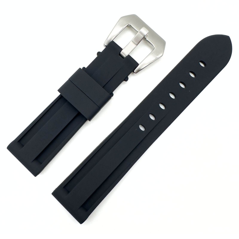 Big Steel Buckle Silicone Watch Strap | BLACK | 20 22 24 mm