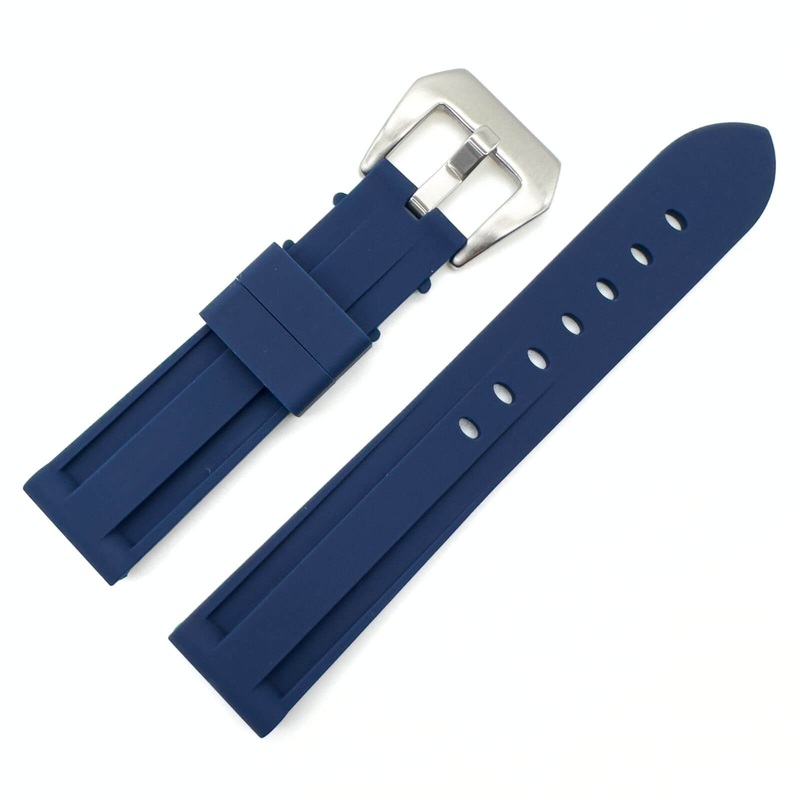 Big Steel Buckle Silicone Watch Strap | BLUE | 20 22 24 mm