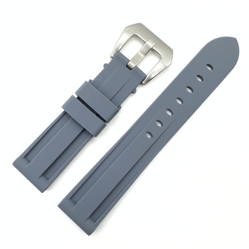 Big Steel Buckle Silicone Watch Strap | GREY | 20 22 24 mm