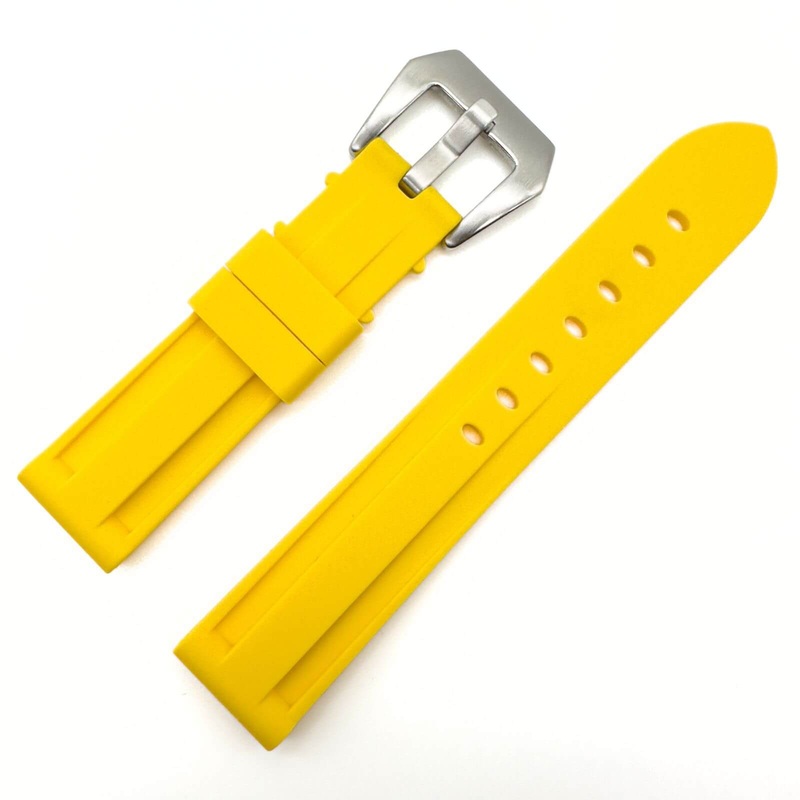 Big Steel Buckle Silicone Watch Strap | YELLOW | 20 22 24 mm