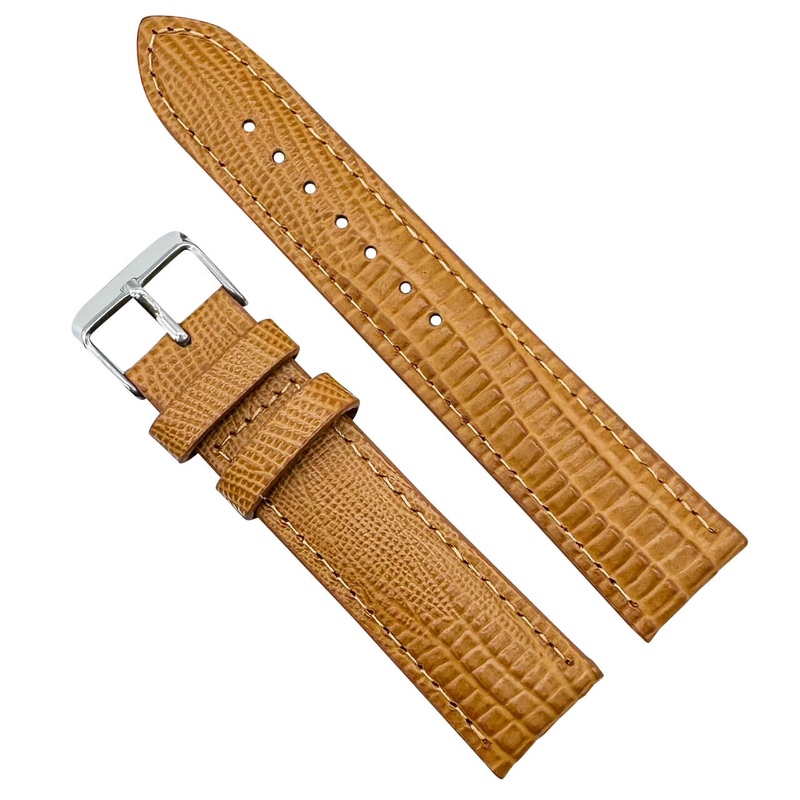 Lizard Grain Calf Leather Watch Strap | MUSTARD | 18 20 mm