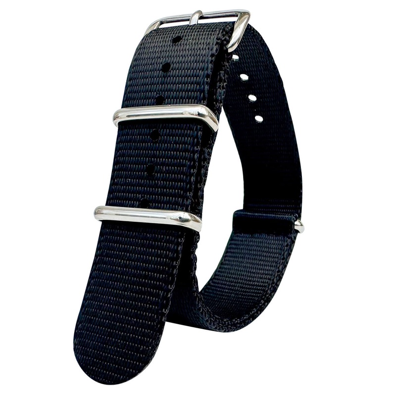 Seatbelt NATO Military Style Watch Strap | BLACK | 20 22 mm