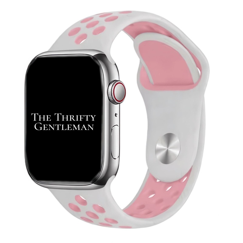 Silicone Sport Watch Strap For Apple Watch | WHITE / PINK