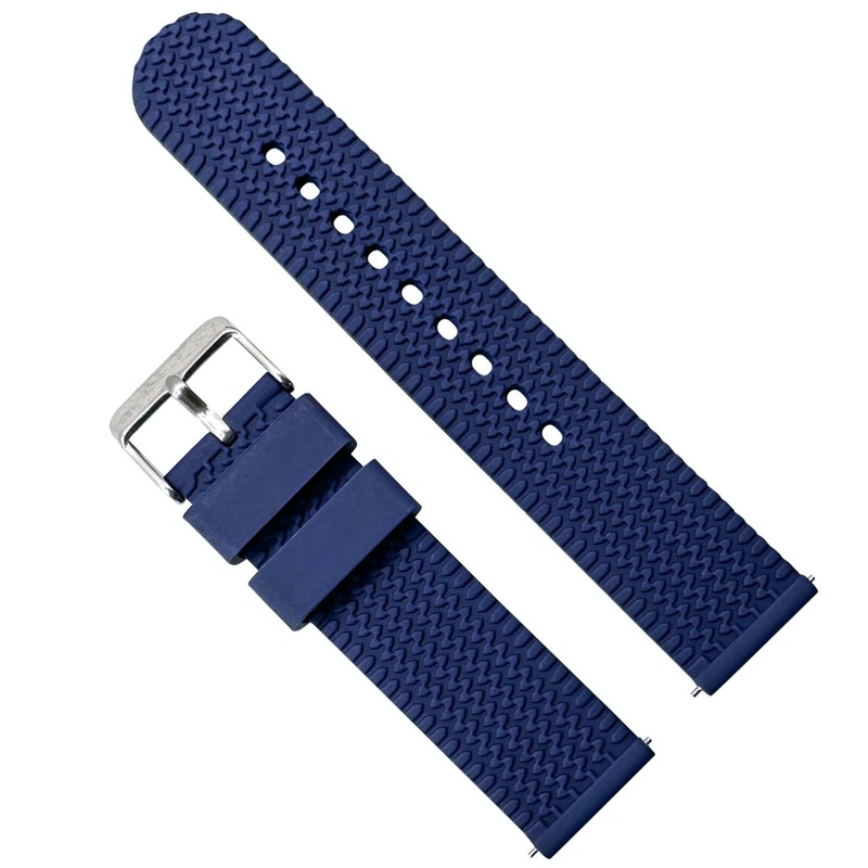 Silicone Tyre Tread Quick Release Watch Strap | BLUE | 18 20 22 mm