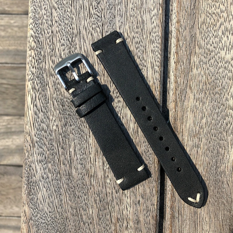 Vintage Black | Heritage Italian Calf Leather Watch Strap