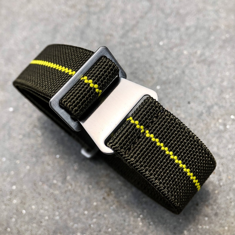 Olive Green with Yellow Line  | French Navy Parachute Strap