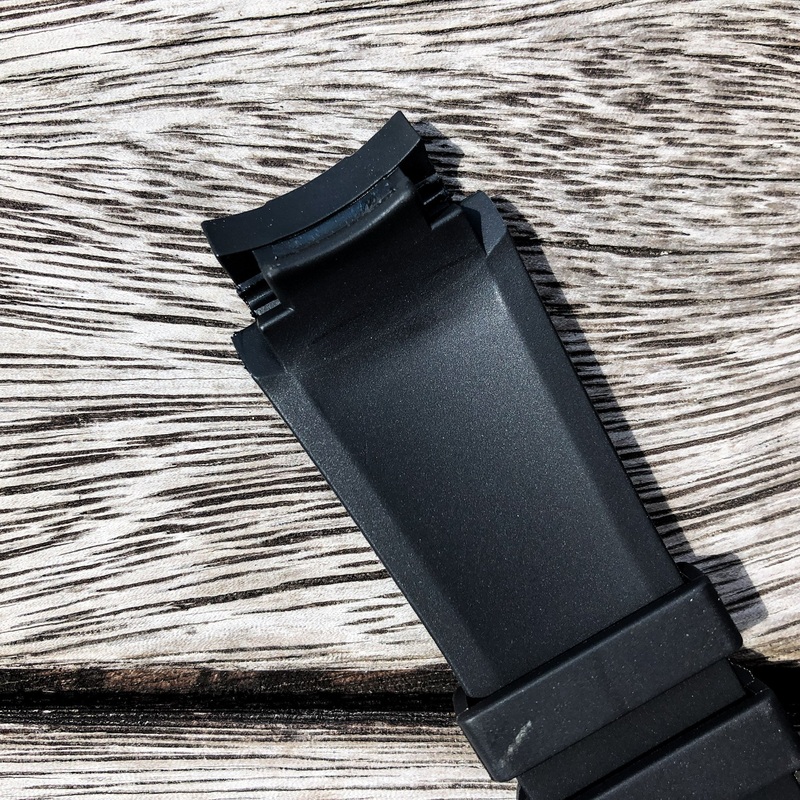 Aqua Series | Black with Green Line Rubber Watch Strap For Rolex Deepsea with Curved End