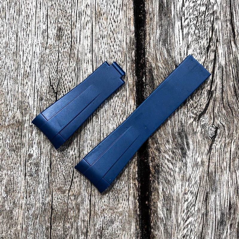 Aqua Series | Blue Rubber Watch Strap For Rolex with Curved End