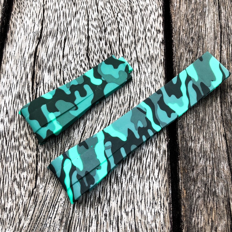 Aqua Series | Light Green Camouflage Rubber Watch Strap For Rolex with Curved End