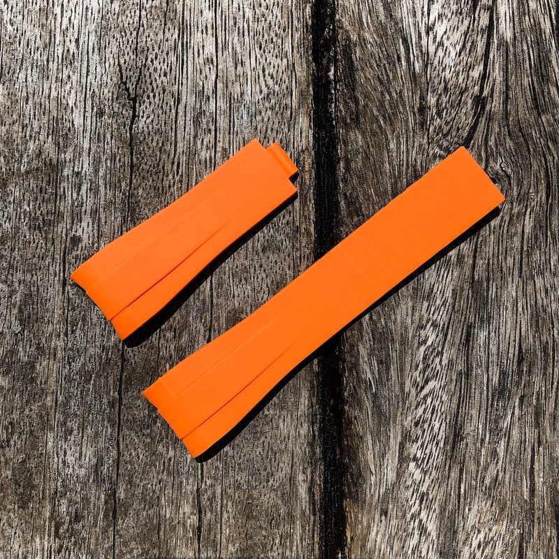 Aqua Series | Orange Rubber Watch Strap For Rolex with Curved End