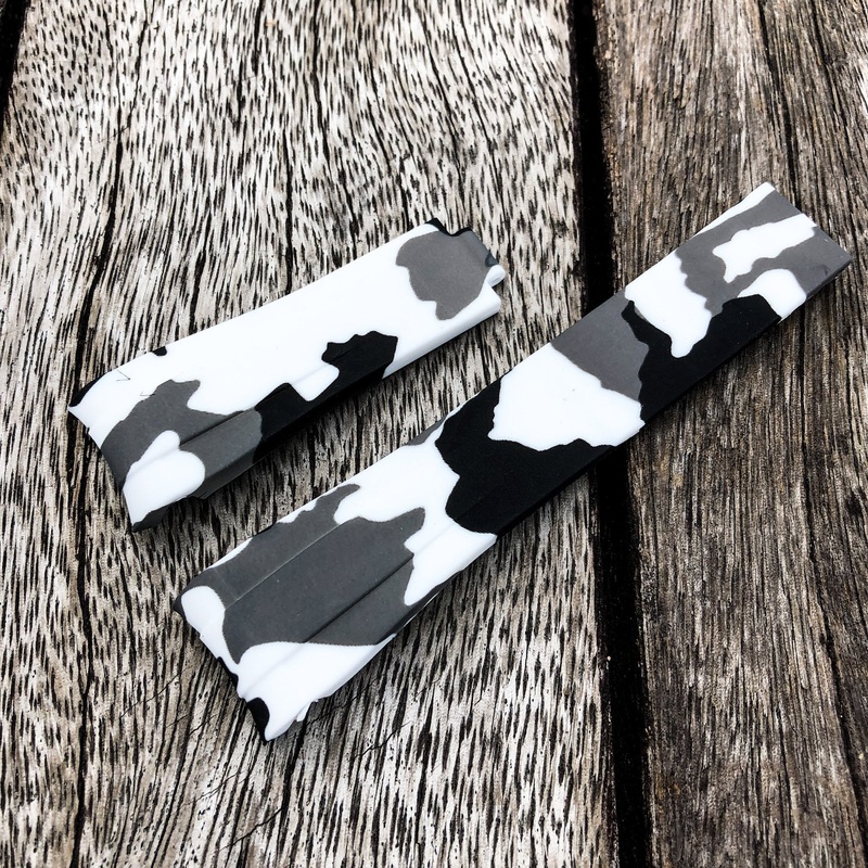 Aqua Series | White Camouflage Rubber Watch Strap For Rolex with Curved End