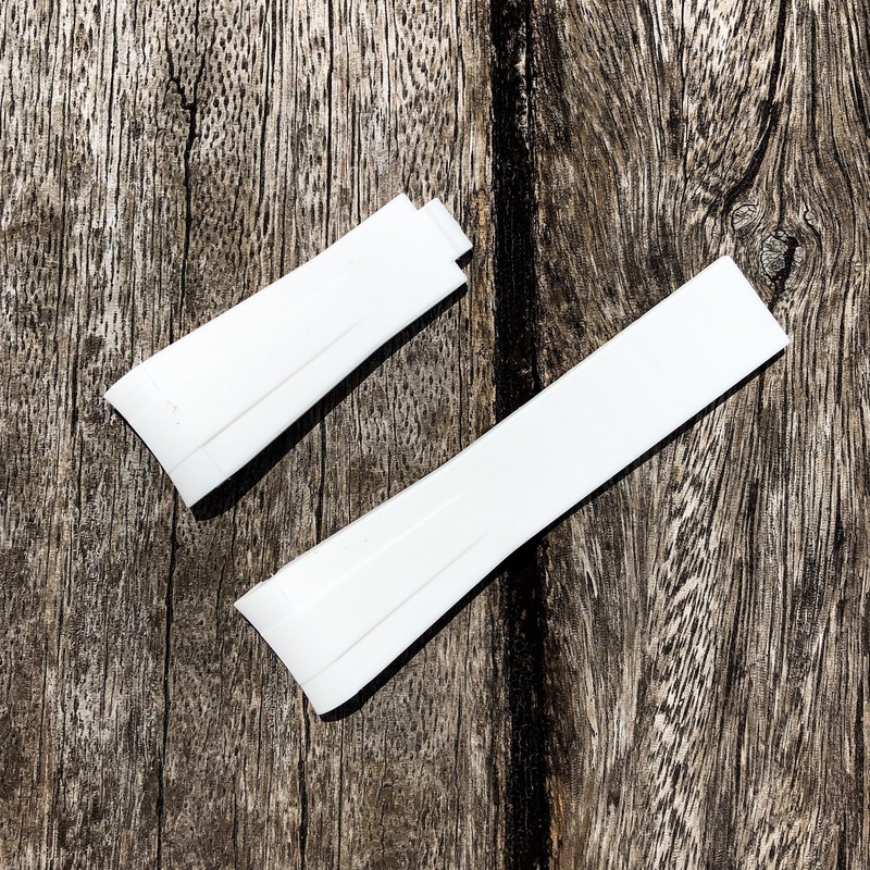Aqua Series | White Rubber Watch Strap For Rolex with Curved End