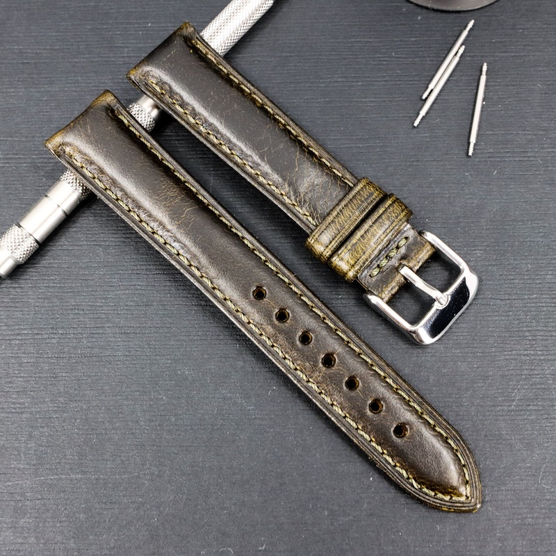 Tobacco Green | 18mm & 20mm Italian Calf Leather Watch Strap