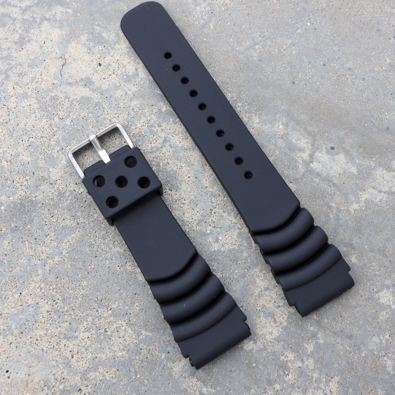Black Rubber with diving extension | Flexi Rubber Series Watch Strap For Seiko