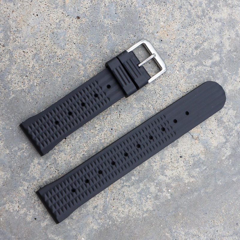 Black Waffle Pattern | Flexi Rubber Series Watch Strap For Seiko