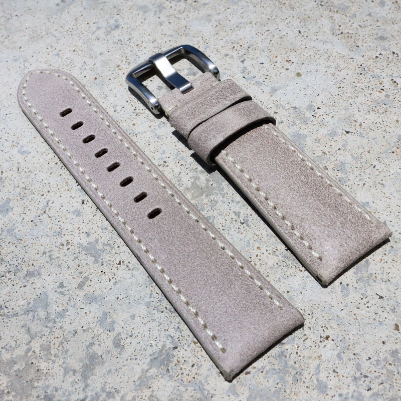Cloud Grey w/ White Stitches | Calfskin Italian Leather Watch Strap