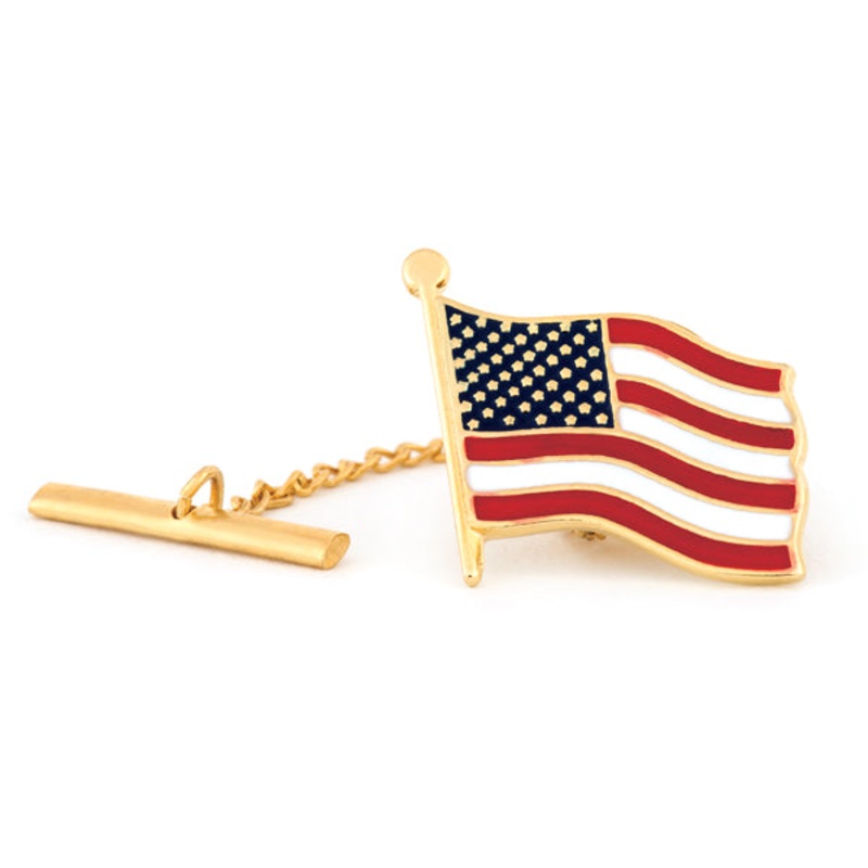 American Flag Tie Tack Gold