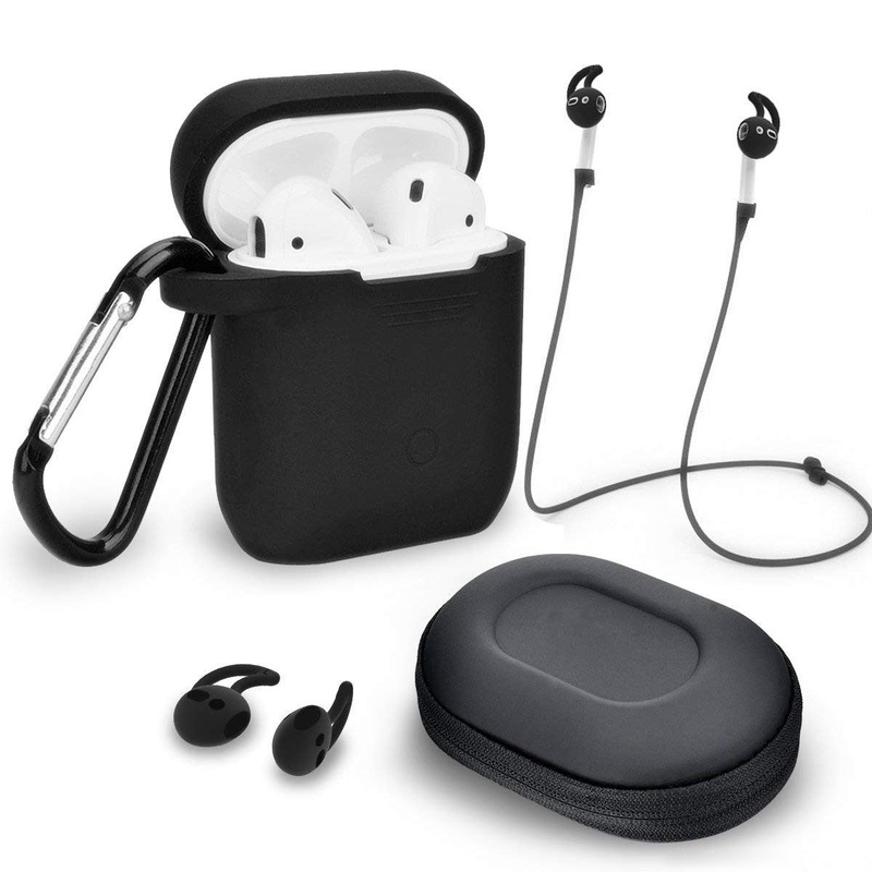 Silicone Case Protector and Accessories Kit Compatible For Use With Apple AirPods Black