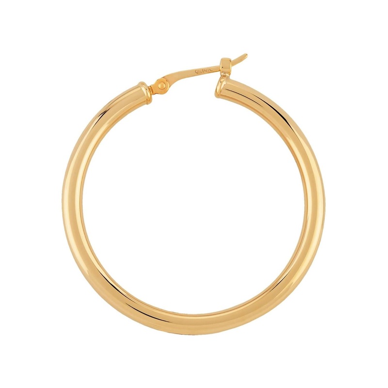 14k Gold 2.5x25mm S/D Hoop Earrings Gold