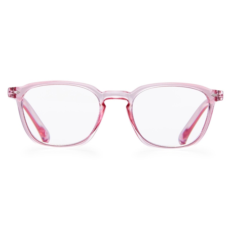 Avery Glasses | Blue light blocking | Available with or without reading magnification Transparent Pink