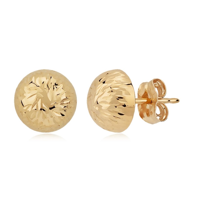 14k Gold 8mm Brite Cut Button Earrings Gold