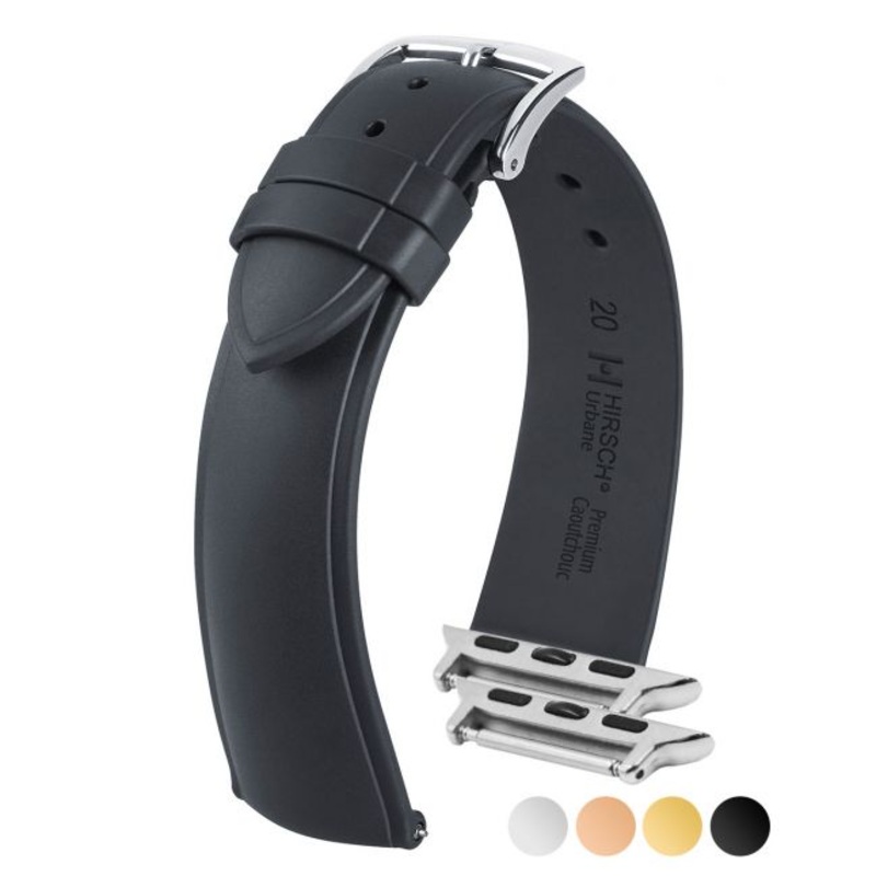 HIRSCH URBANE Premium Caoutchouc Watchband  4044 88 Black