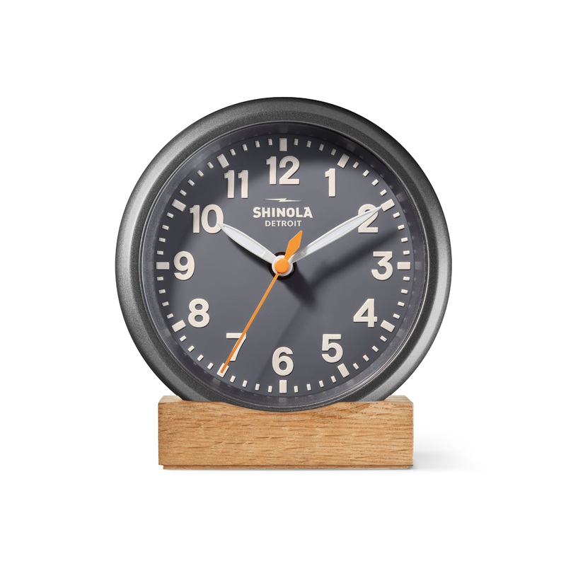 The Runwell 6″ Desk Clock Gunmetal/Gray/Cream Gunmetal/Gray