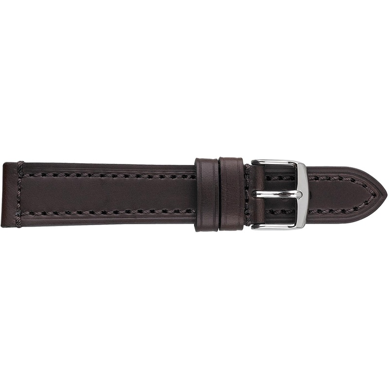 Fleurus Heavy Stitched Leather Watchband  1359 Black