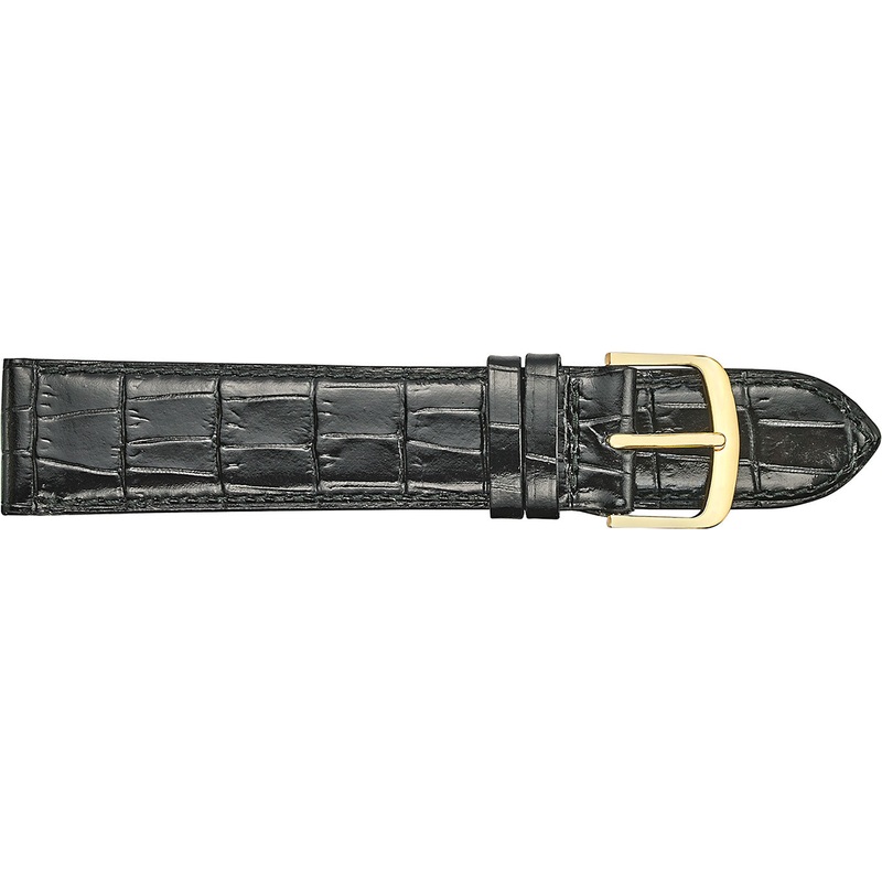 Fleurus Louisiana Alligator Embossed Leather Watch Strap  584 Black