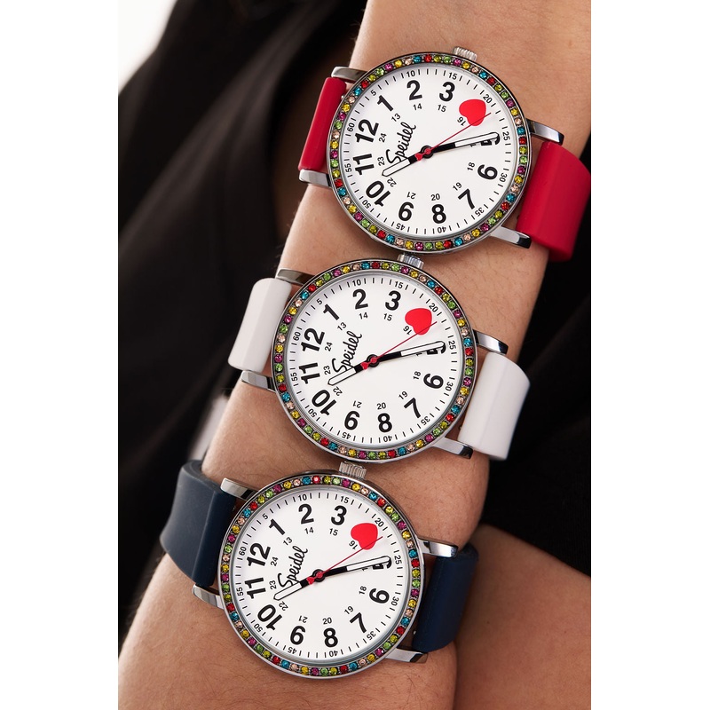 Brilliance Line Watch with Multi Color Crystalized Case White