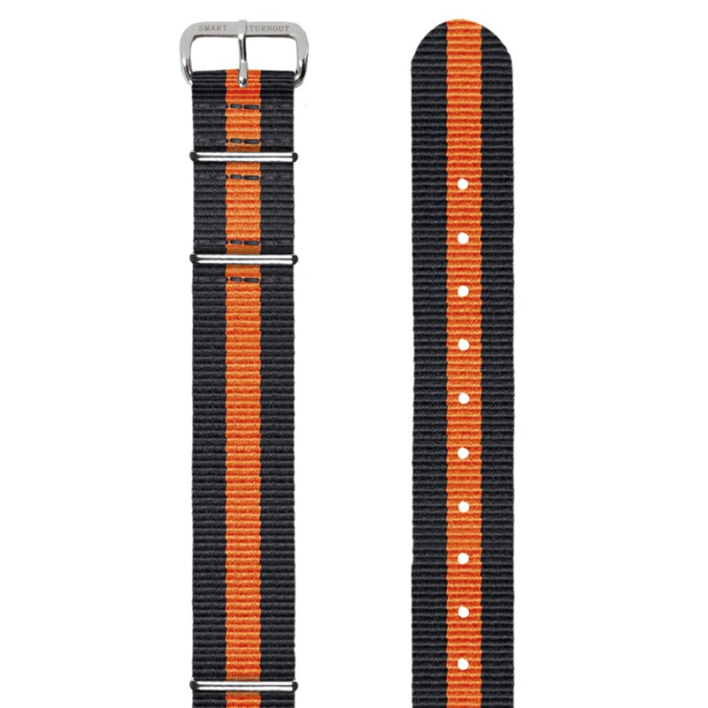 Black and Orange Striped 18mm NATO Watch Strap (Silver Fittings)