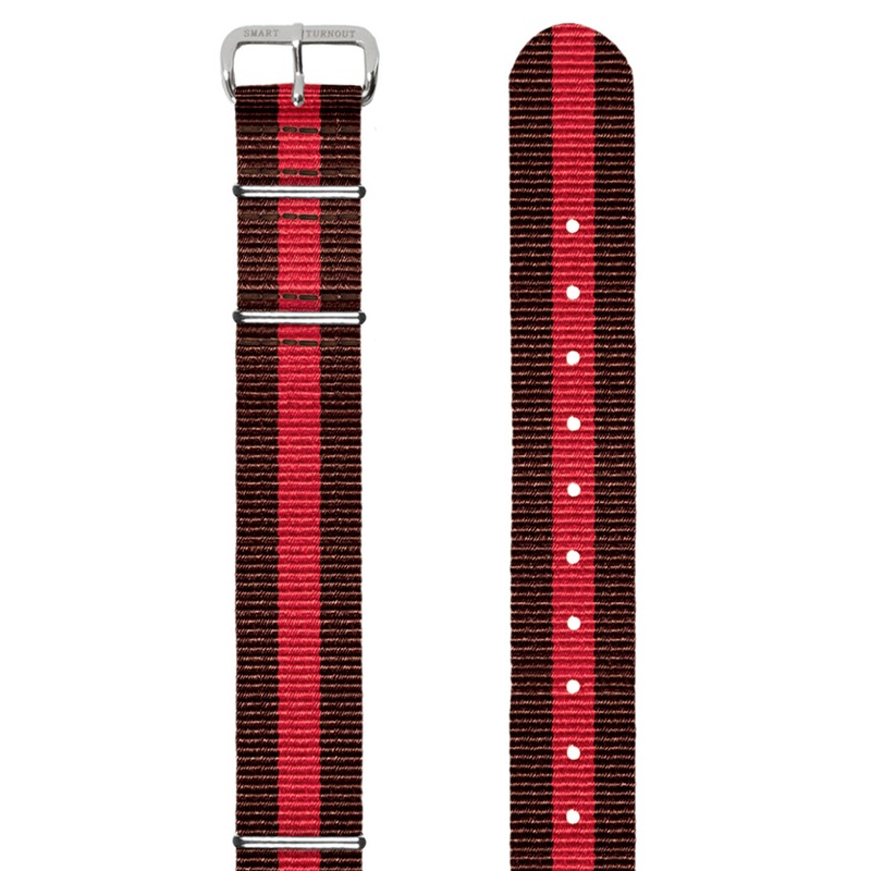 Brown and Red Striped 18mm NATO Watch Strap (Silver Fittings)