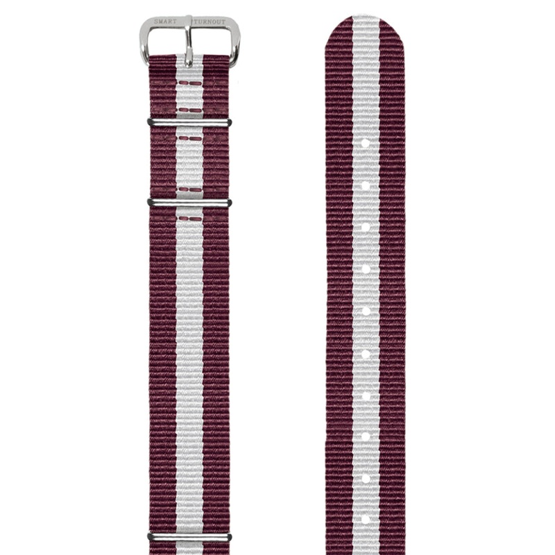 Crimson and White Striped 18mm NATO Watch Strap (Silver Fittings)