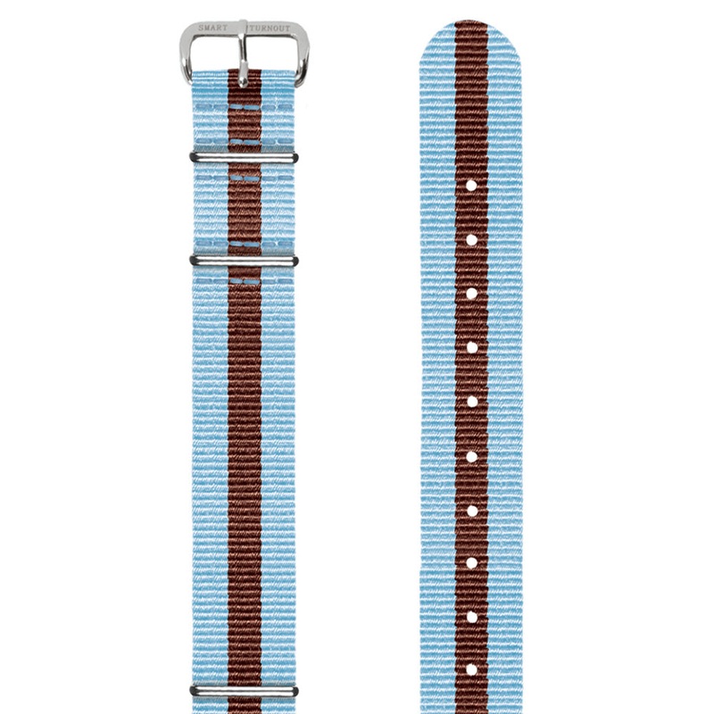 Light Blue and Brown Striped 18mm NATO Watch Strap (Silver Fittings)