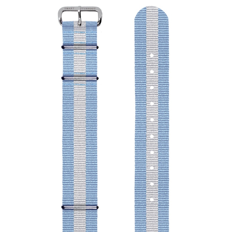 Light Blue and White Stripe 18mm NATO Watch Strap (Silver Fittings)