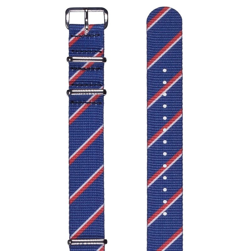 Royal Navy Diagonal Stripe 20mm NATO Watch Strap (Silver Fittings)