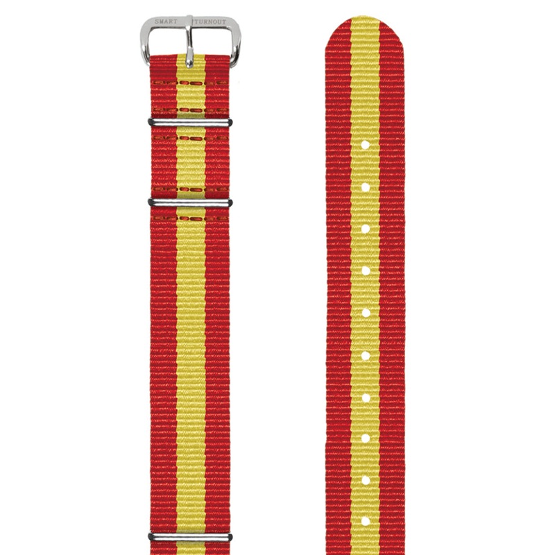 Red and Yellow Striped 18mm NATO Watch Strap (Silver Fittings)