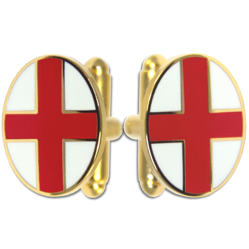 England’s Flag of St. George Gilt Enamel Cufflinks