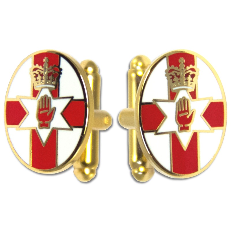 Northern Ireland Gilt Enamel Cufflinks