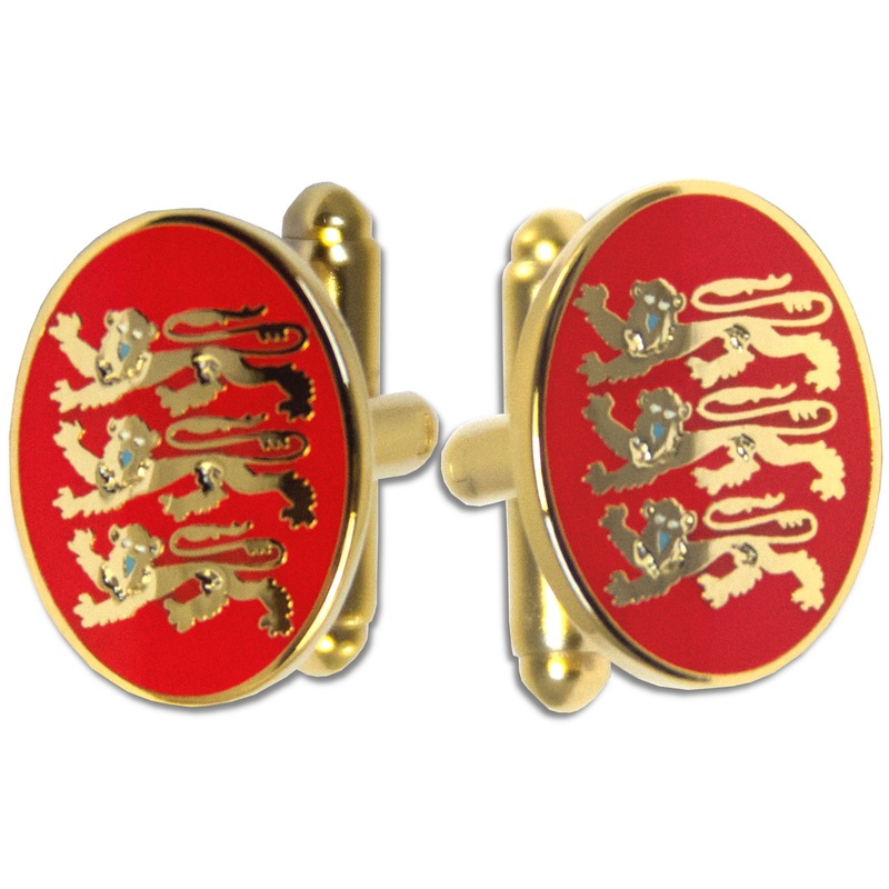 Royal Arms of England (Three Lions) Gilt Enamel Cufflinks