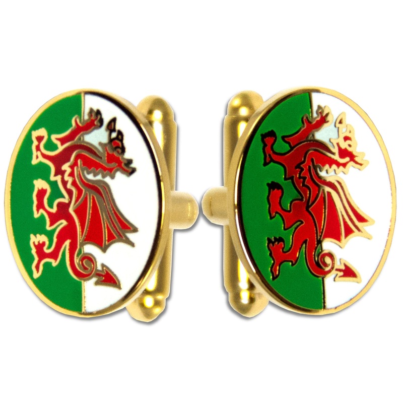 Wales Gilt Enamel Cufflinks