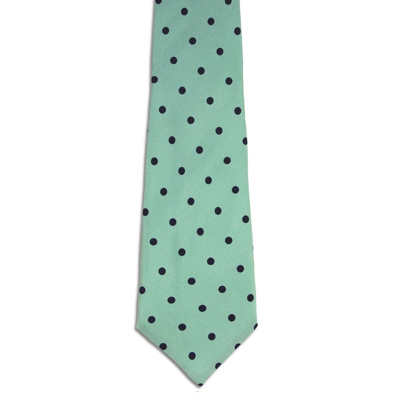Cambridge Blue and Navy Blue Polka Dot Silk Tie
